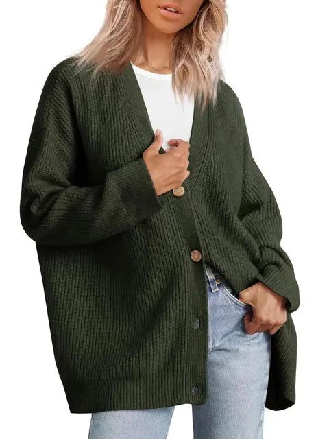 Lenara™ – Oversized Button Knit Cardigan