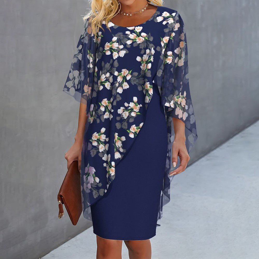 Margaret Floral Sheer Capelet Dress