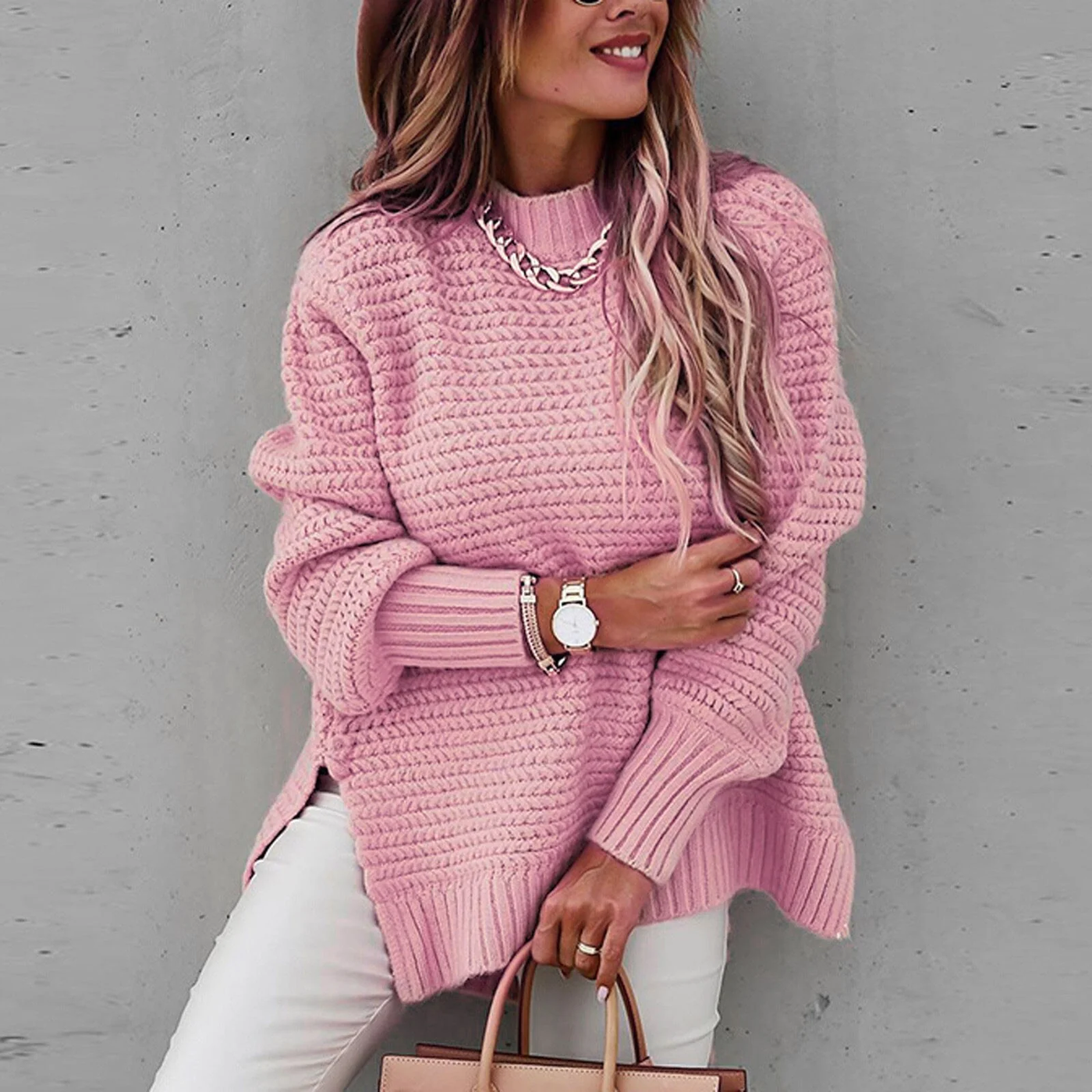 Elisora™ – Striped Turtleneck Knit Sweater