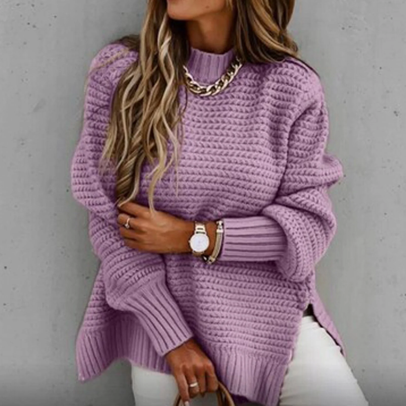 Elisora™ – Striped Turtleneck Knit Sweater