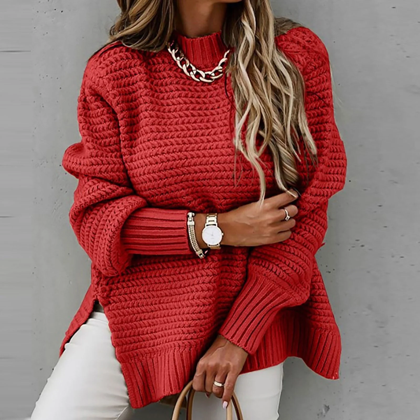 Elisora™ – Striped Turtleneck Knit Sweater