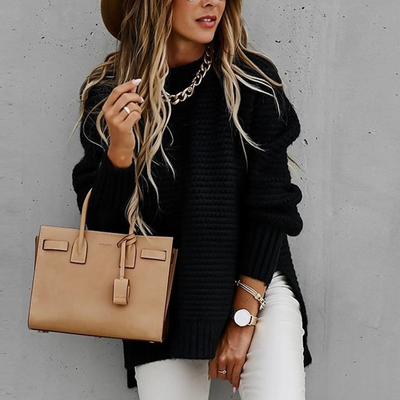 Elisora™ – Striped Turtleneck Knit Sweater