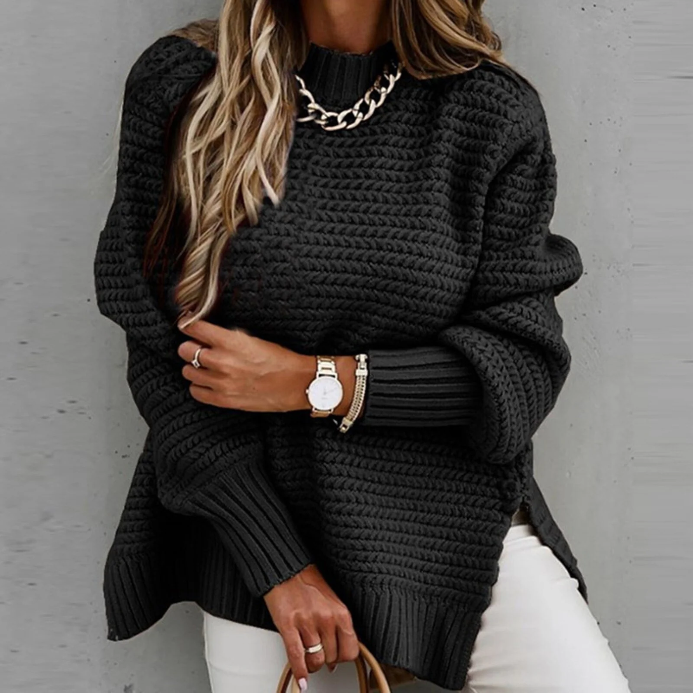 Elisora™ – Striped Turtleneck Knit Sweater