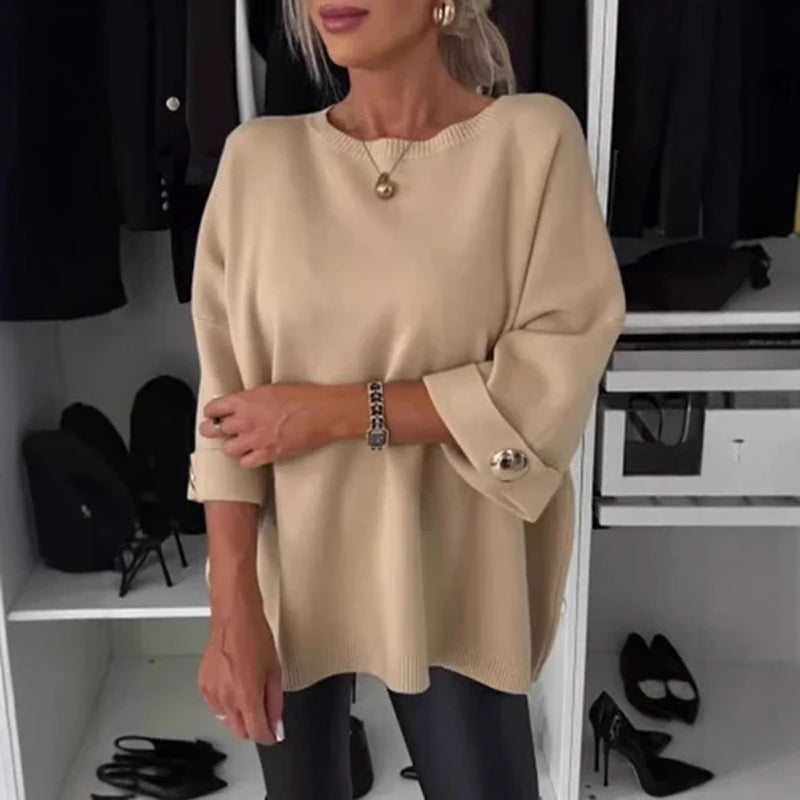 Millie Elegant Button Sleeve Sweater